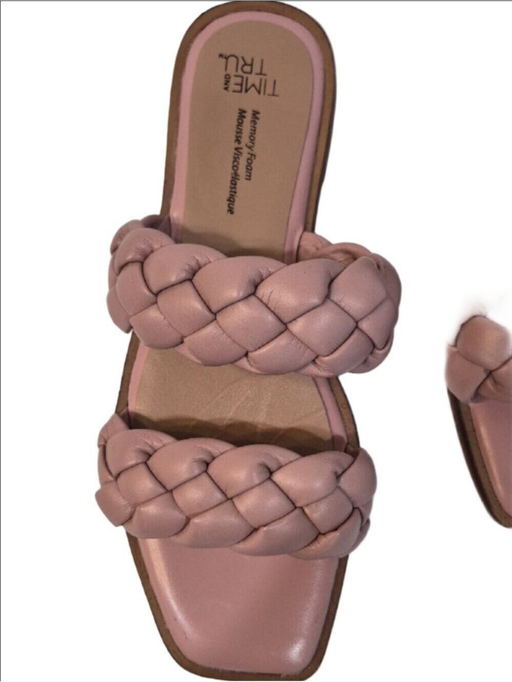 Time and Tru Braided Double-Strap Slide Sandals in Blush Pink - Picture 3 of 9